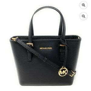 Michael Kors Elegant Black Satchel with Gold Details